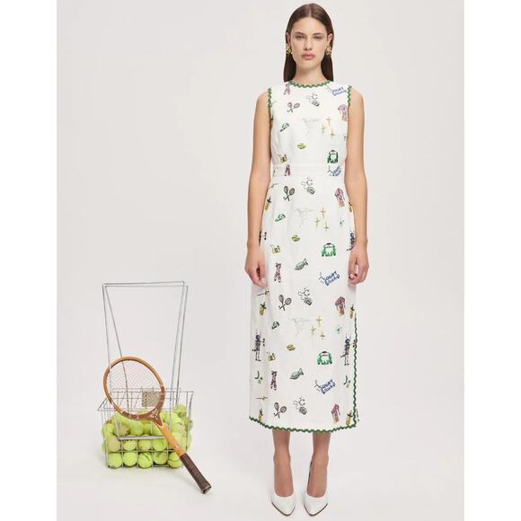 ALEMAIS Dresses & Skirts - Alemais play embroidered midi dress US 2